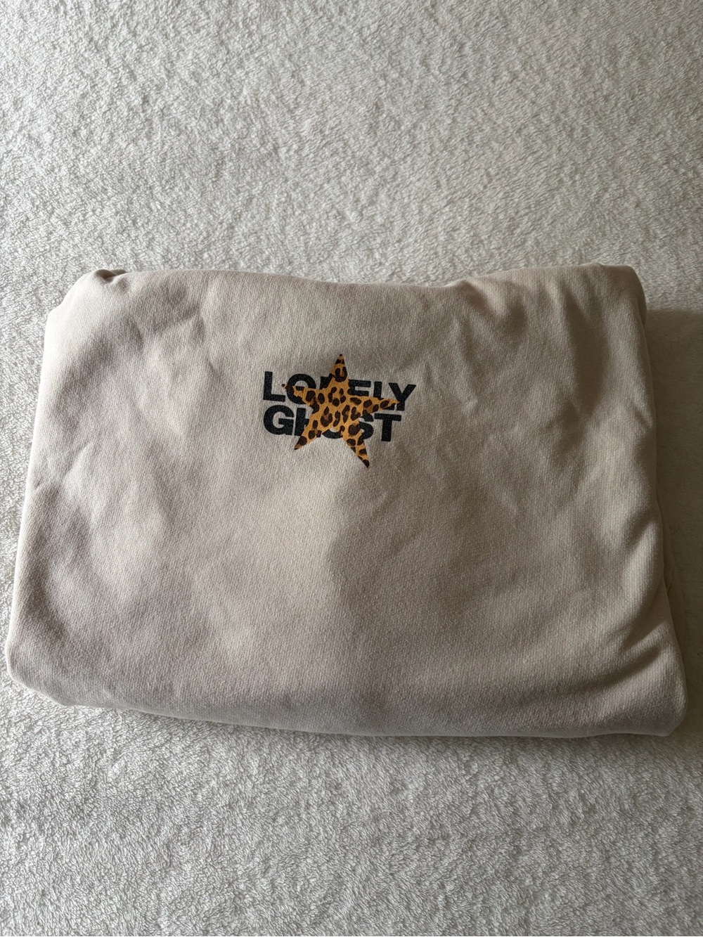LONELY GHOST Beige Women's Sweater with Leopard Star Graphic